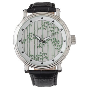 Green Bamboo Traditional Japanese Pattern Watch by YANKAdesigns at Zazzle