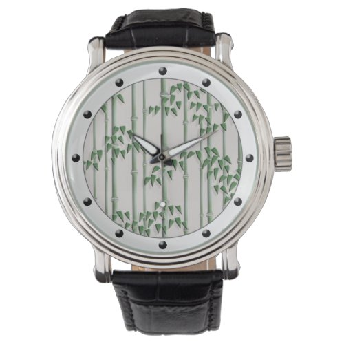 Green bamboo traditional japanese pattern watch