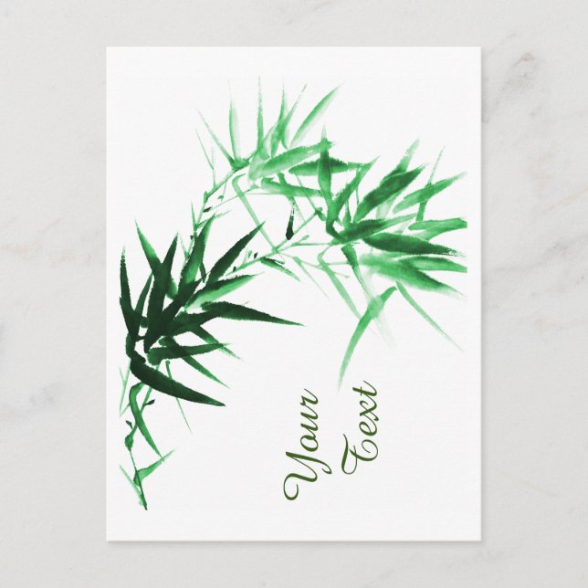 Green Bamboo Twig Holiday Postcard (Front)