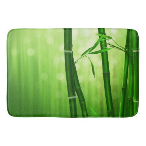 Green Bamboo With Pale Bokeh Lights In The Back Bath Mat