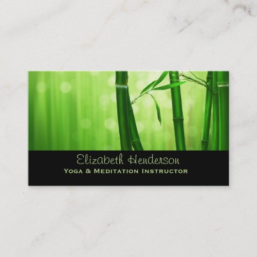 Green Bamboo With Pale Bokeh Lights In The Back Business Card