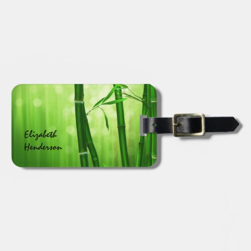 Green Bamboo With Pale Bokeh Lights In The Back Luggage Tag