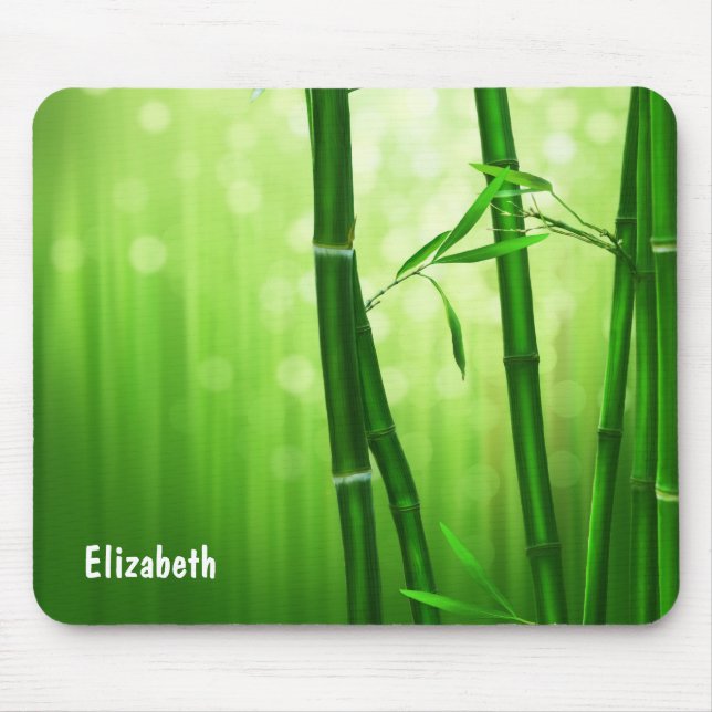 Green Bamboo With Pale Bokeh Lights In The Back Mouse Pad (Front)