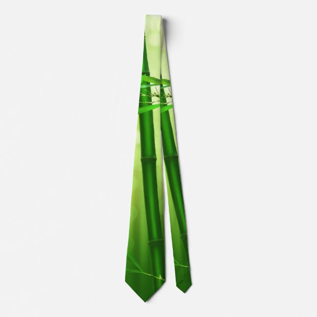 Green Bamboo With Pale Bokeh Lights In The Back Tie (Front)