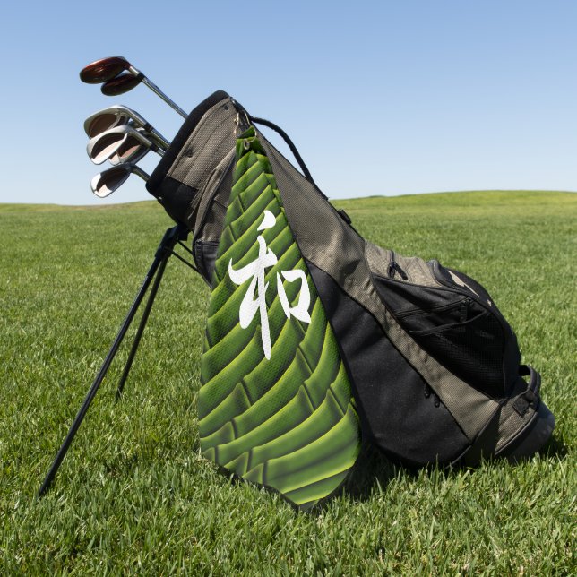 Green Bamboo with Serenity in Japanese II Golf Towel (Green)