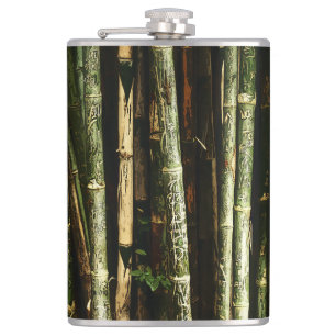 Green Bamboo With Thai Engravings Flask