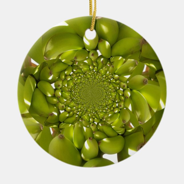 Green Banana Kaleidoscope Art Print/Graphic Ceramic Ornament (Front)