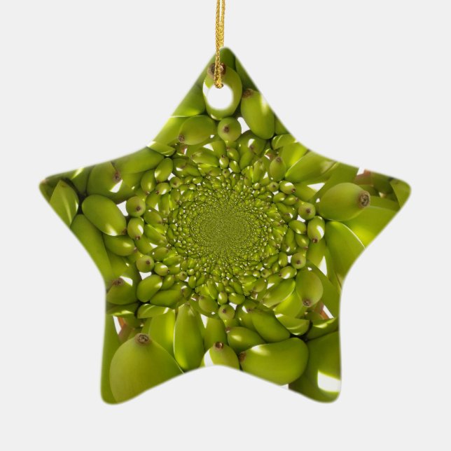 Green Banana Kaleidoscope Art Print/Graphic Ceramic Ornament (Front)