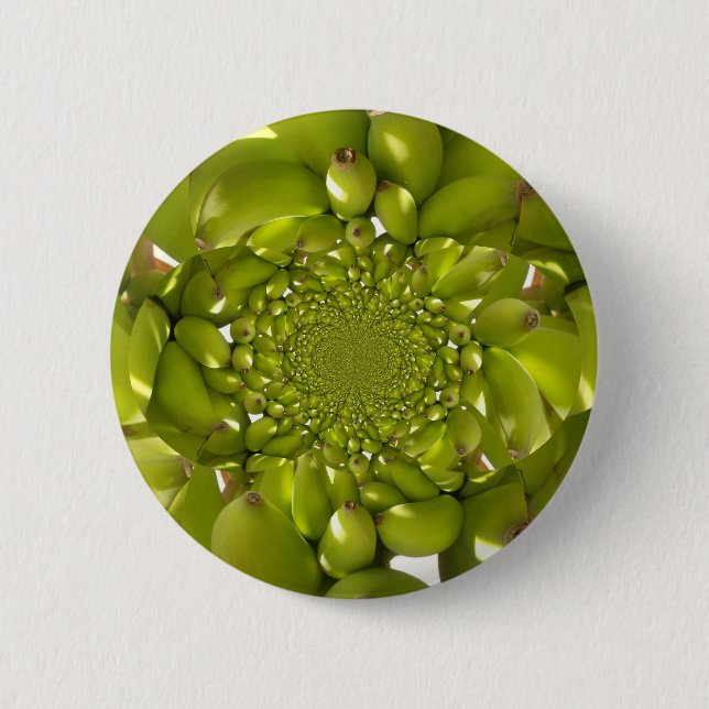 Green Banana Kaleidoscope Art Print/Graphic Pinback Button (Front)