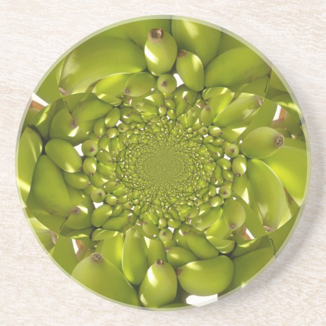 Green Banana Kaleidoscope Art Print/Graphic Sandstone Coaster (Front)