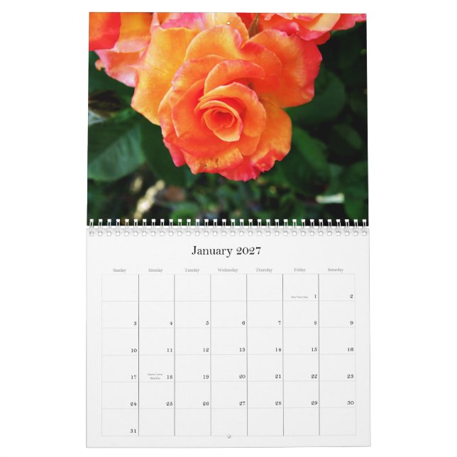 green banana leaf calendar (Jan 2027)