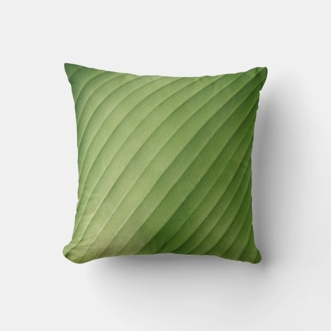 Green Banana Leaf Throw Pillow (Front)