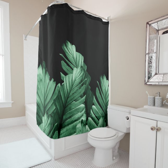 Green Banana Leaves Dream #2 Shower Curtain (In Situ)
