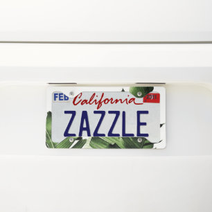 Green banana leaves license plate frame