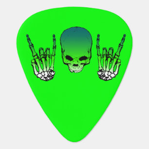 GREEN BANGER SKULL GUITAR PICK