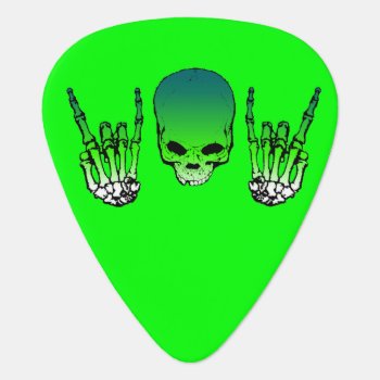 Green Banger Skull Guitar Pick by HeavyMetalHitman at Zazzle