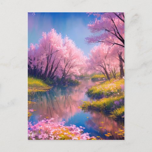 Green Banks and Sakura Trees Postcard