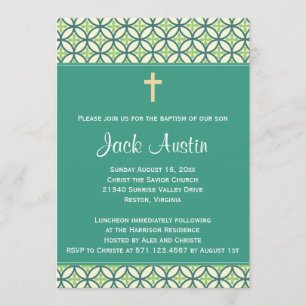 Green Baptism/Christening Invite