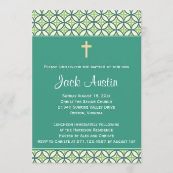 Green Baptism/christening Invite by OnceForAll at Zazzle