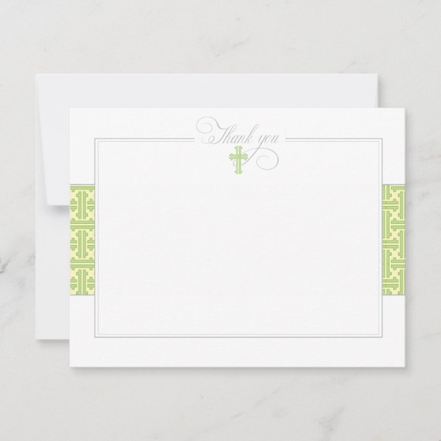 Green Baptismal Flat Thank You Note (Front)