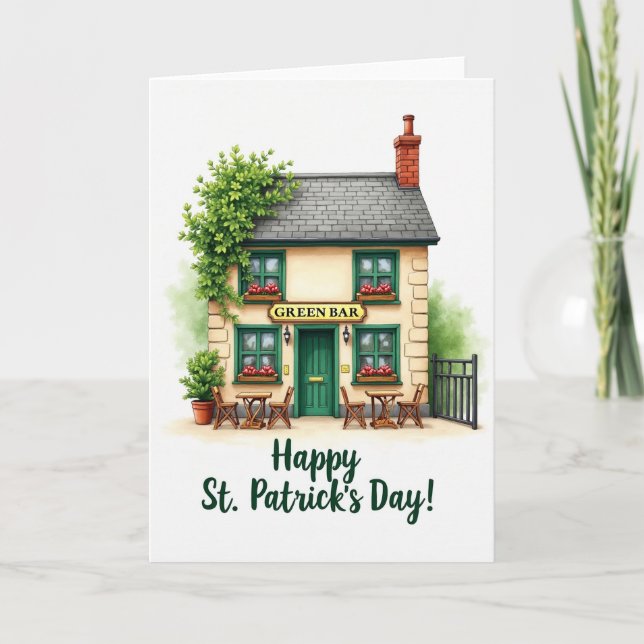 Green Bar Building Scene Card (Front)