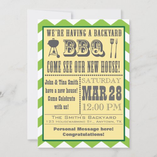 Green Barbecue Housewarming Invitation