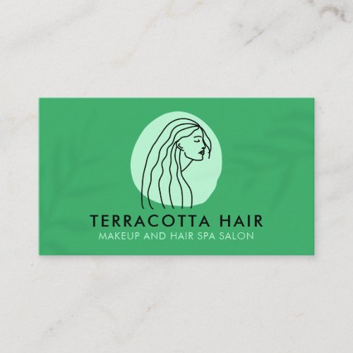 Green Barber Leaf Shade Female Hair Business Card