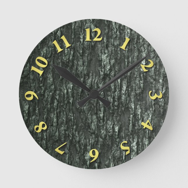 Green Bark Camo Round Clock (Front)