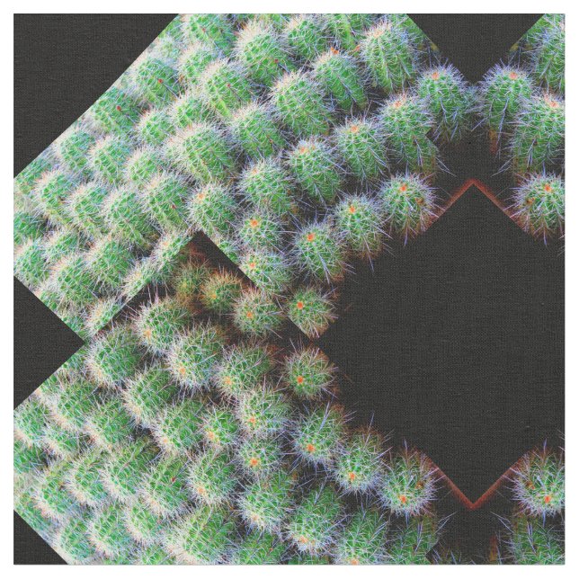 green barrel cactus black diamond pattern fabric (Close Up)