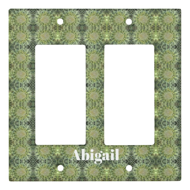 Green Barrel Cactus Desert Plant Nature Pattern Light Switch Cover (Front)