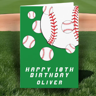 Green Baseball Balls Kids Boy Happy Birthday Card