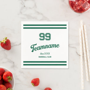 Green Baseball Custom Player Number & Team Name Napkins