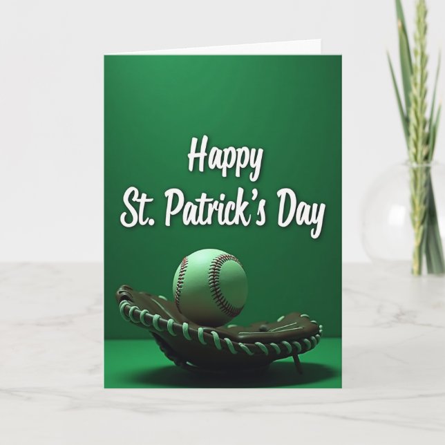 Green Baseball Mitt Holiday Card (Front)