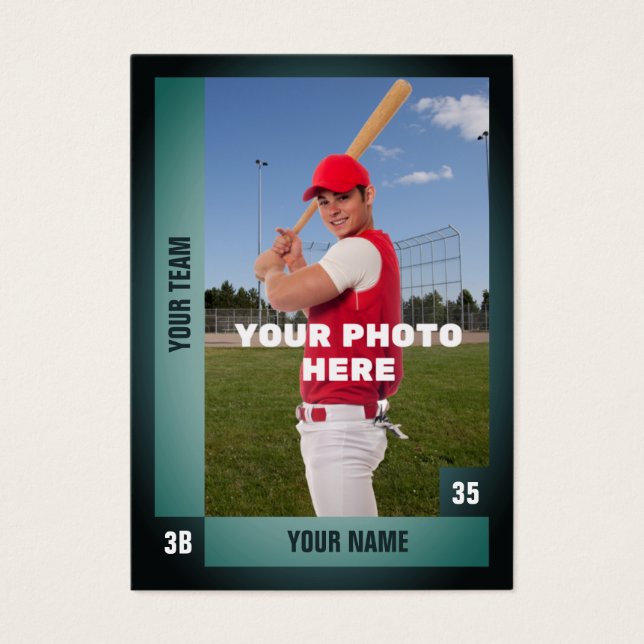 Green Baseball Trading Card Customizable Stats (Front)