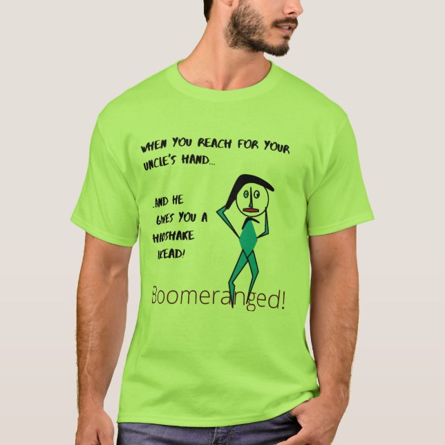 Green Basic Uncle Handshake  Boomeranged T-Shirt (Front)