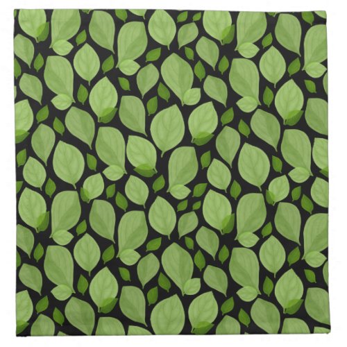 Green Basil Leaf Herb Pattern Botanical  Cloth Napkin - Green Basil Leaf Herb Pattern Botanical Cloth napkin. Green basil leaves in a pattern on a black background.