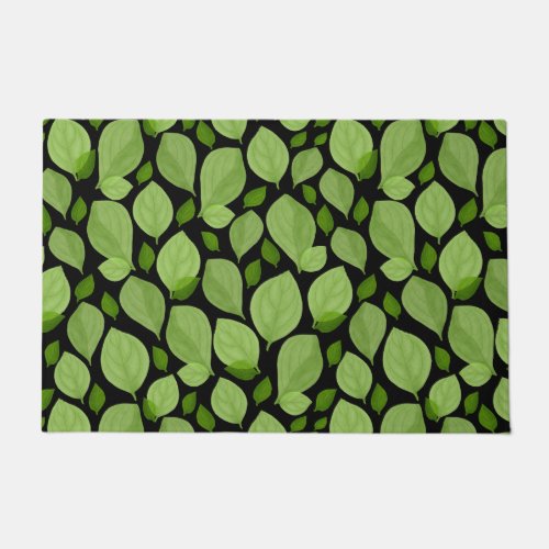 Green Basil Leaf Herb Pattern Botanical  Doormat