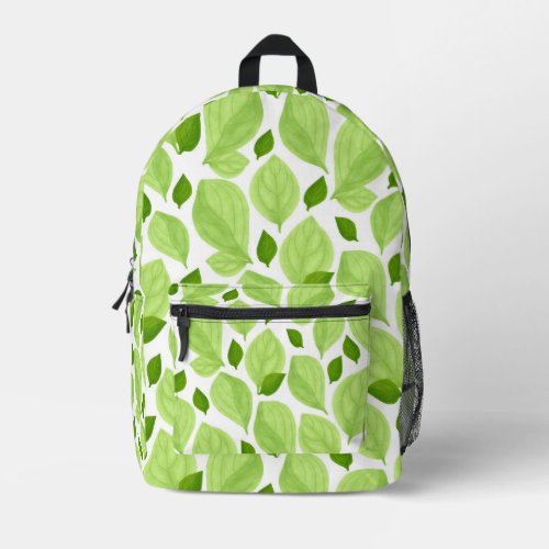 Green Basil Leaves Hand drawn Pattern  Printed Backpack