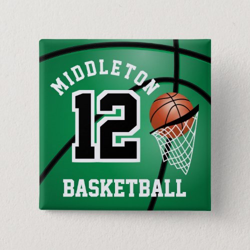Green Basketball  and Hoop  DIY Text  Button