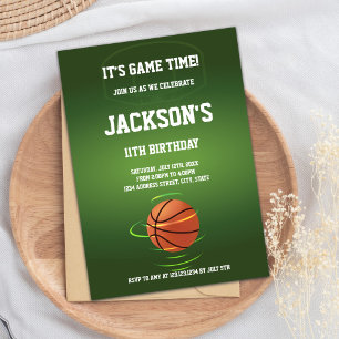 Green Basketball Birthday Invitation