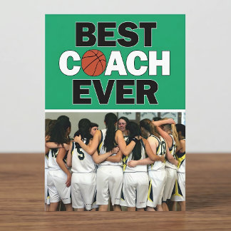 Green Basketball Coach Best Ever Custom Photo Thank You Card