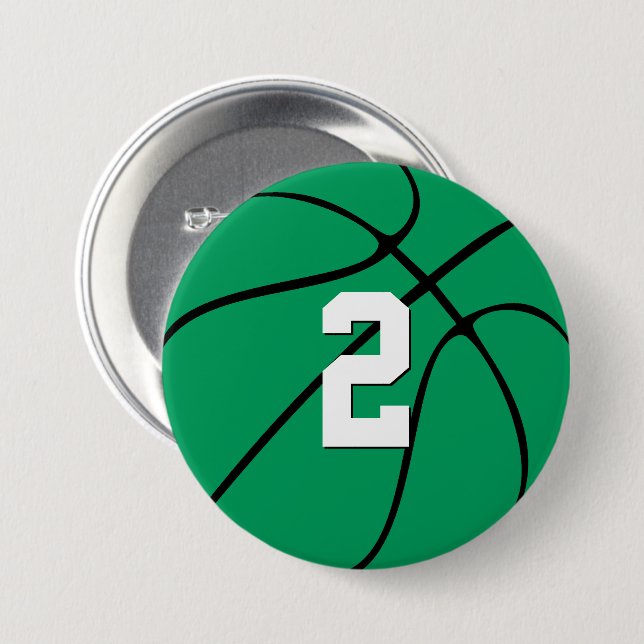 Green Basketball Custom Player Jersey Number Sport Button (Front & Back)