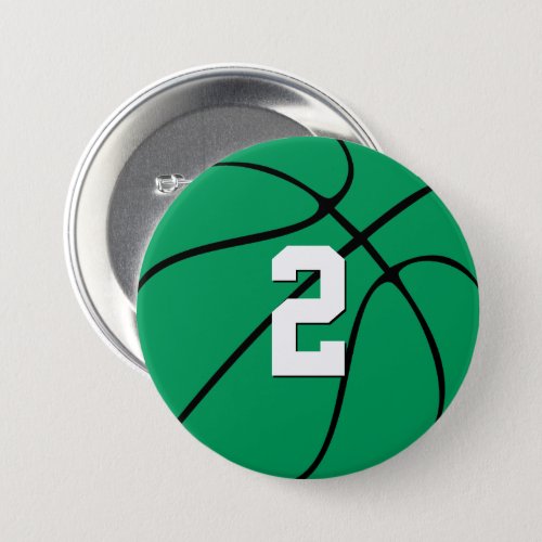 Green Basketball Custom Player Jersey Number Sport Button