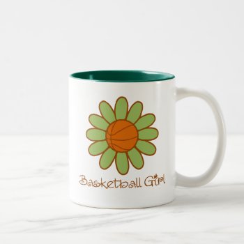 Green Basketball Girl Two-tone Coffee Mug by SportsGirlStore at Zazzle