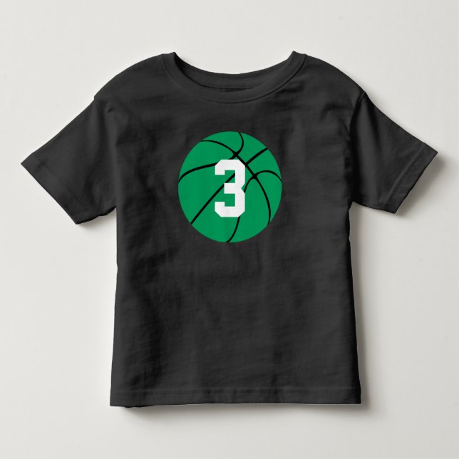 Green Basketball Kid Custom Jersey Number Toddler Toddler T-shirt (Front)