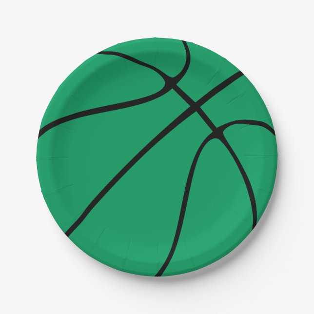 Green Basketball Paper Plates (Front)