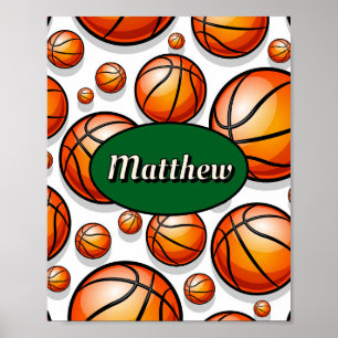 Green basketball pattern name  poster