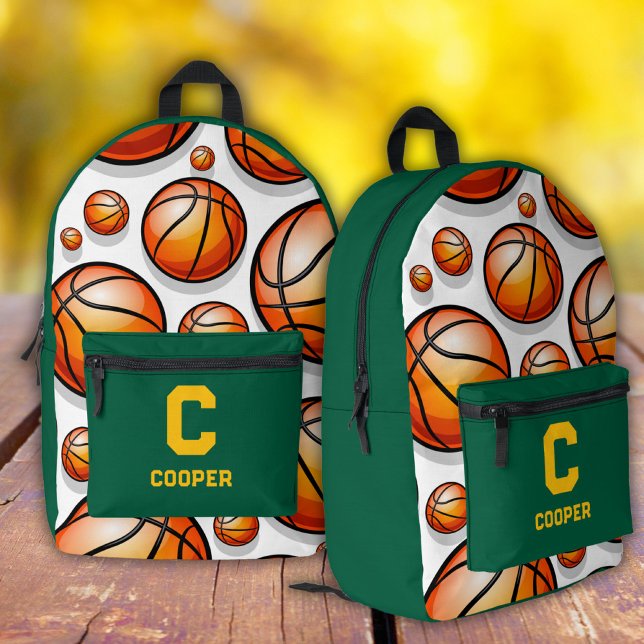 Green basketball pattern  printed backpack (Creator Uploaded)