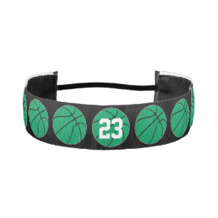 Green Basketball Player Custom Jersey Number Girls Athletic Headband