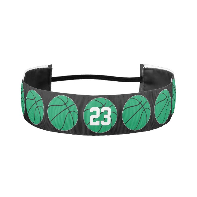 Green Basketball Player Custom Jersey Number Girls Athletic Headband (Front)